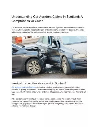 Understanding Car Accident Claims in Scotland: A Comprehensive Guide