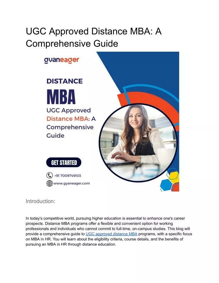 ugc approved distance mba a comprehensive guide