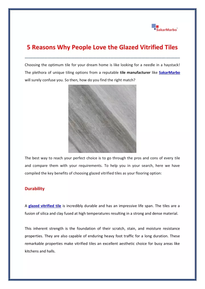 5 reasons why people love the glazed vitrified