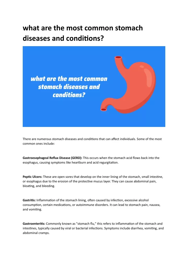 what are the most common stomach diseases