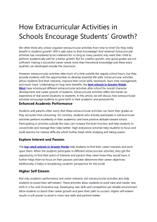 How Extracurricular Activities in Schools Encourage Students