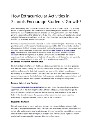 how extracurricular activities in schools