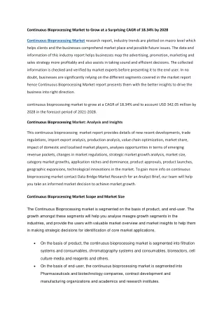 continuous bioprocessing market to grow