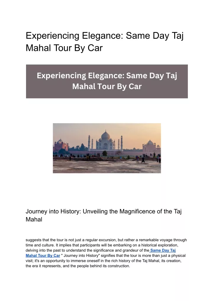 experiencing elegance same day taj mahal tour