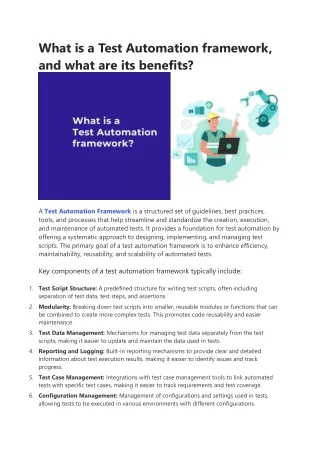 what is a test automation framework and what