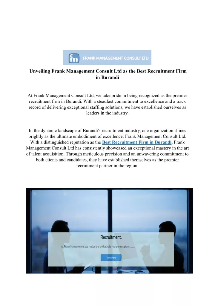 unveiling frank management consult