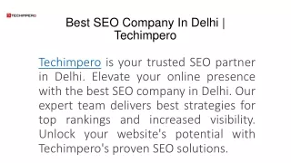 Best SEO Company In Delhi | Techimpero