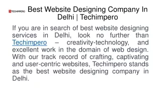 Best Website Designing Company In Delhi | Techimpero