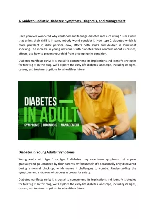 A Guide to Pediatric Diabetes  Symptoms, Diagnosis and Management