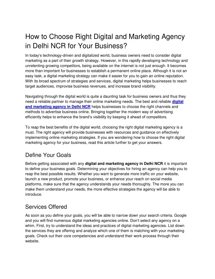 how to choose right digital and marketing agency
