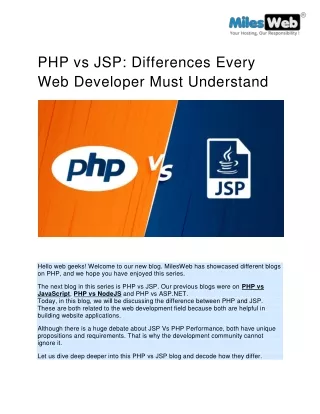 PHP vs JSP: Differences Every Web Developer Must Understand