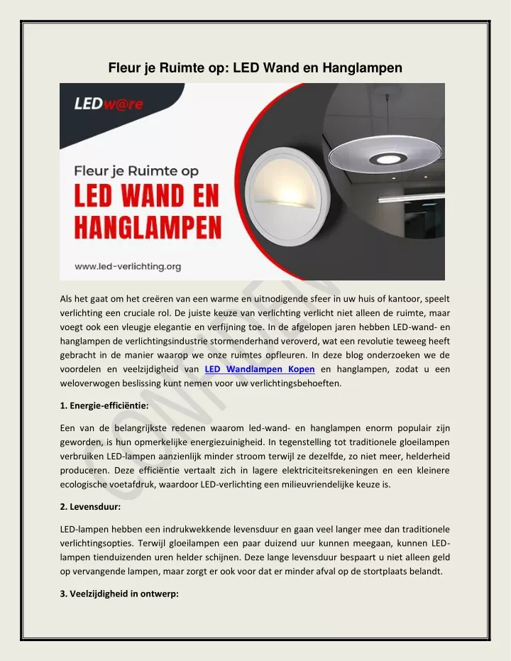 fleur je ruimte op led wand en hanglampen