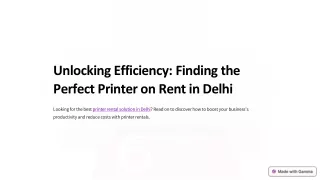 Unlocking Efficiency Finding the Perfect Printer on Rent in Delhi