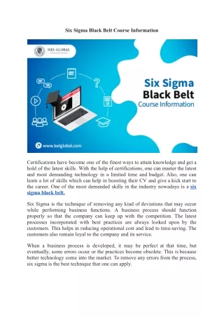 Six Sigma Black Belt Course Information.docx