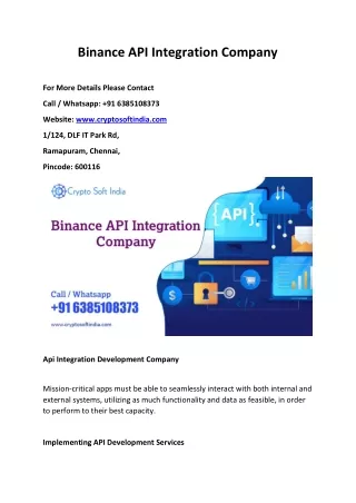 Binance API integration company