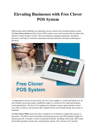 Elevating Businesses with Free Clover POS System