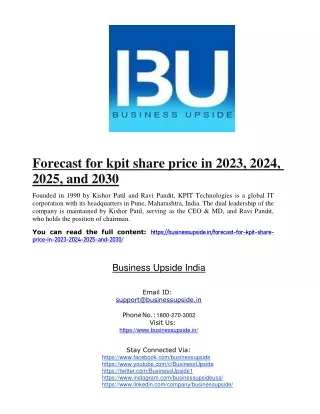 Forecast for kpit share price in 2023, 2024, 2025, and 2030