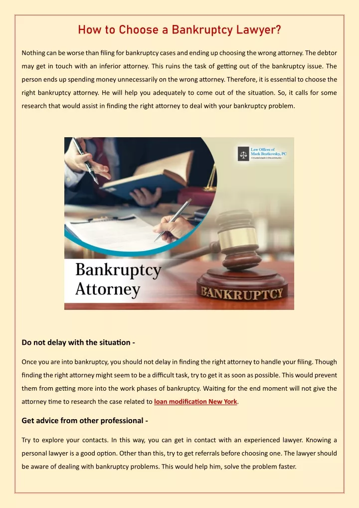 how to choose a bankruptcy lawyer