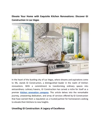 Elevate Your Home with Exquisite Kitchen Renovations - Discover GI Construction in Las Vegas