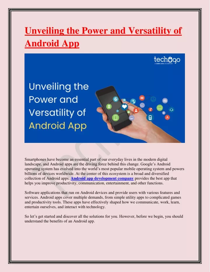 unveiling the power and versatility of android app