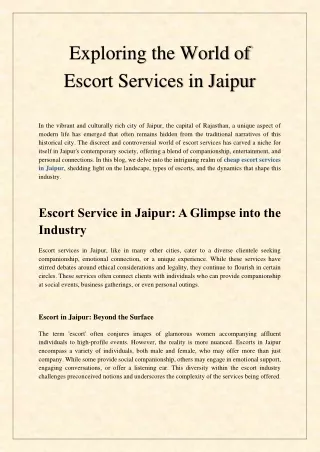 Exploring the World of Escort Services in Jaipur-2