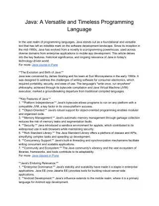 Java_ A Versatile and Timeless Programming Language
