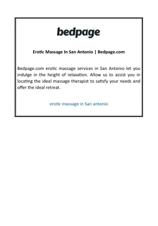 Erotic Massage In San Antonio  Bedpage