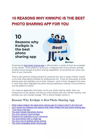 10 Reasons Why Kwikpic is the Best Photo Sharing Apps for You