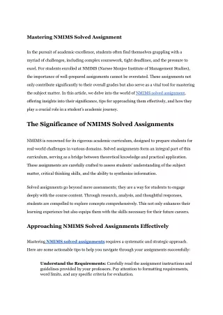 Mastering NMIMS Solved Assignment (1)