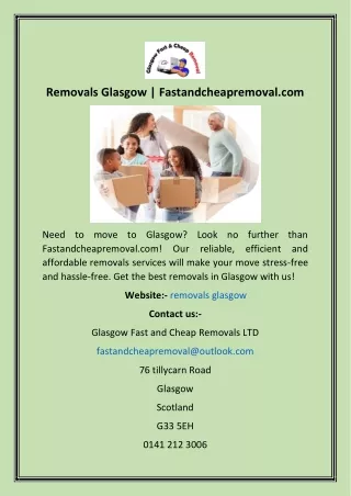 Removals Glasgow  Fastandcheapremoval