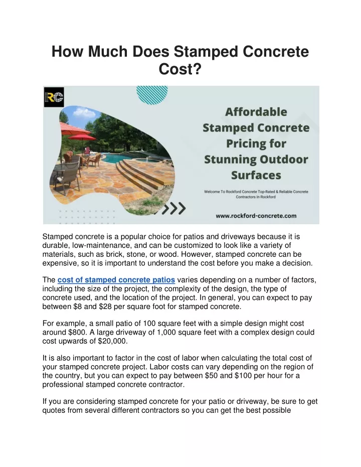 how much does stamped concrete cost