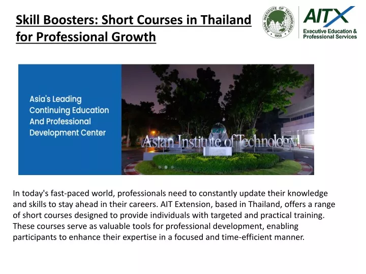 skill boosters short courses in thailand