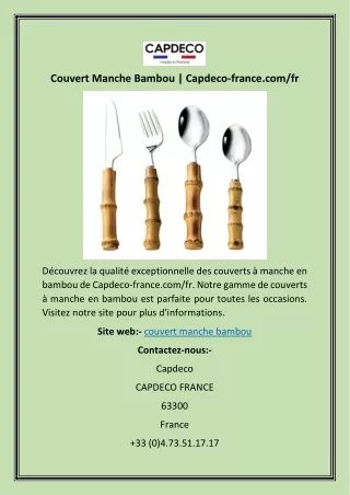 Couvert Manche Bambou  Capdeco-france.comfr