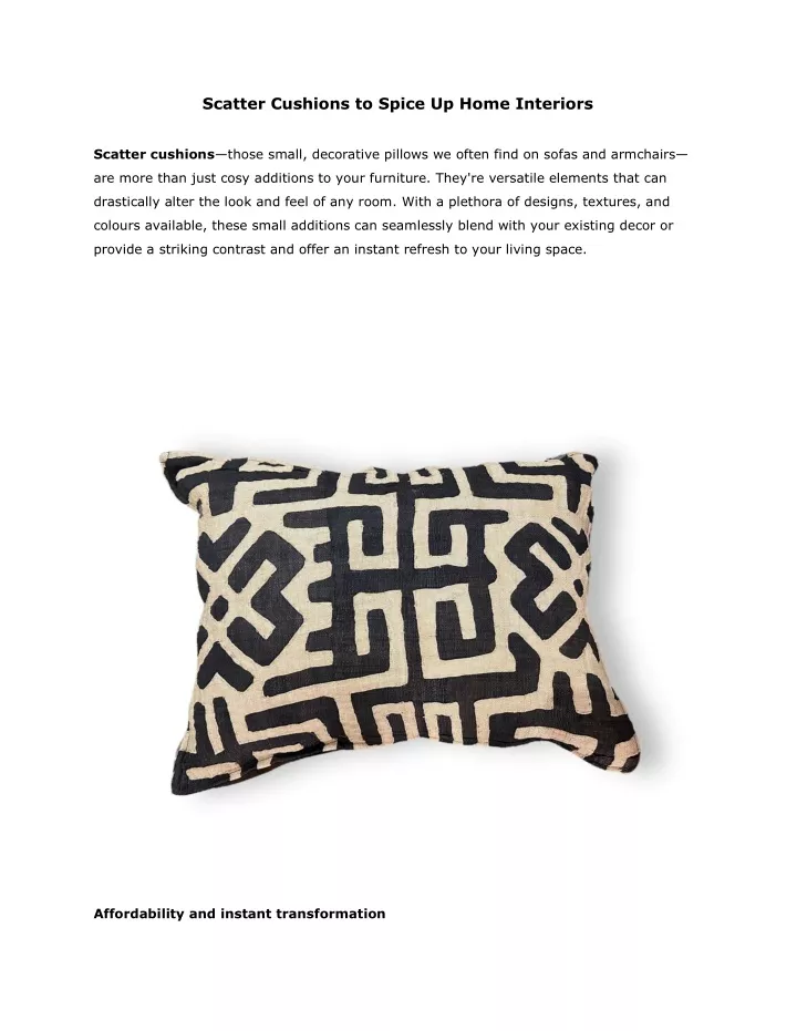 scatter cushions to spice up home interiors