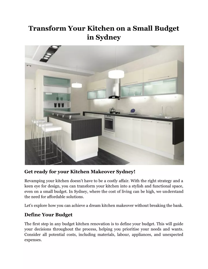 transform your kitchen on a small budget in sydney