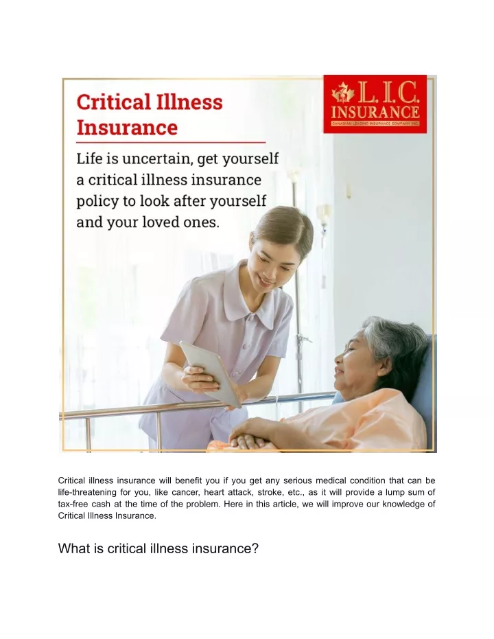 critical illness insurance will benefit