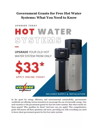 Government Grants for Free Hot Water Systems: What You Need to Know