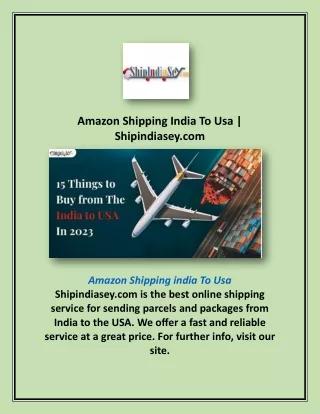 Amazon Shipping India To Usa | Shipindiasey.com
