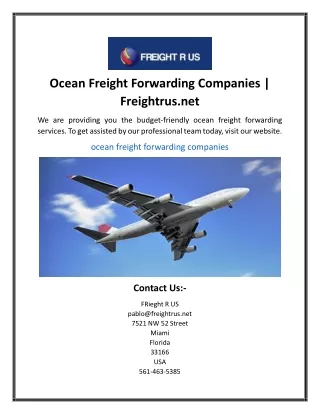 Ocean Freight Forwarding Companies  Freightrus.net