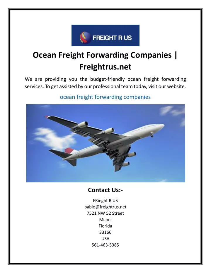 ocean freight forwarding companies freightrus net