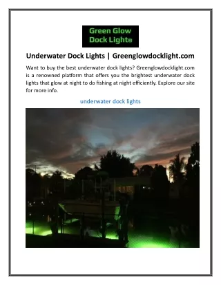 Underwater Dock Lights  Greenglowdocklight