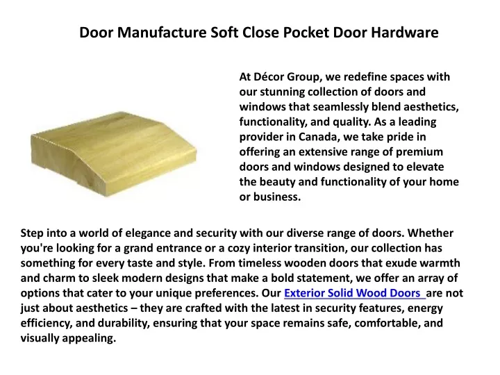 door manufacture soft close pocket door hardware