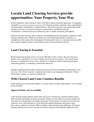 Lorain Land Clearing Services provide opportunities: Your Property, Your Way