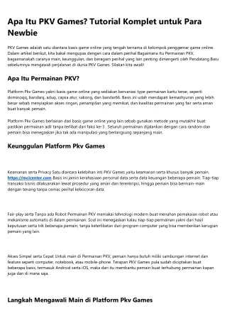 Apakah Itu   Platform Pkv Games? Petunjuk Komplet buat Pemula