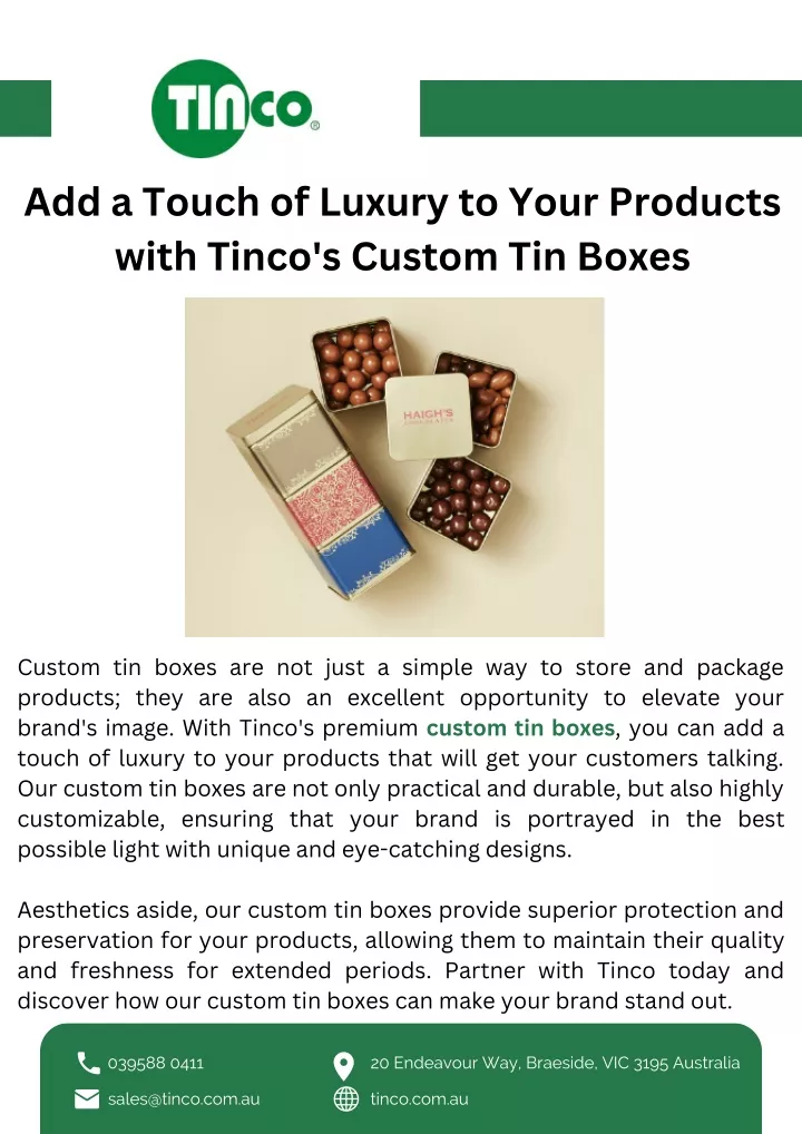 add a touch of luxury to your products with tinco