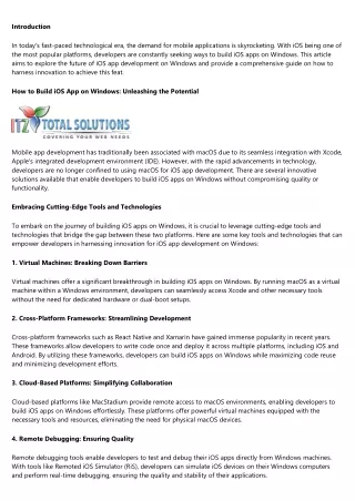 Harnessing Innovation: The Future of iOS App Development on Windows