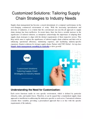 Customized Solutions - Tailoring supply chain strategies to industry needs