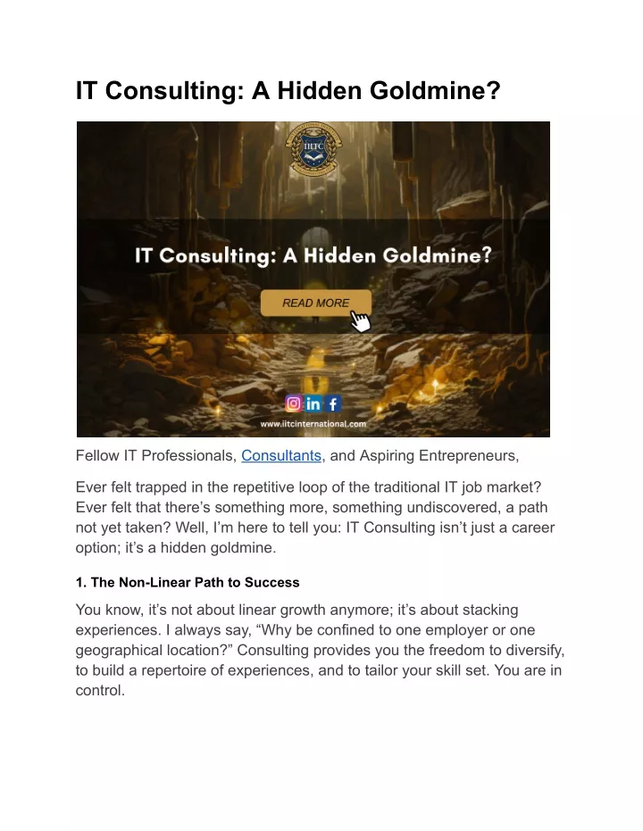 it consulting a hidden goldmine