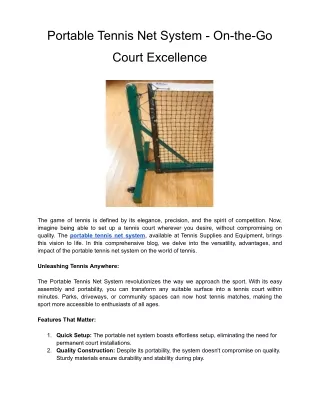 Portable Tennis Net System - On-the-Go Court Excellence