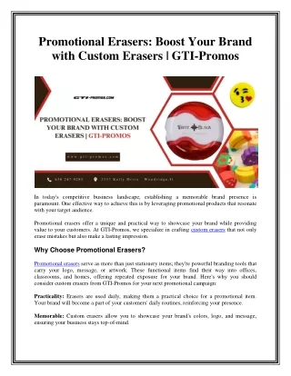 Enhance Your Brand with Custom Promotional Erasers - GTI Promos